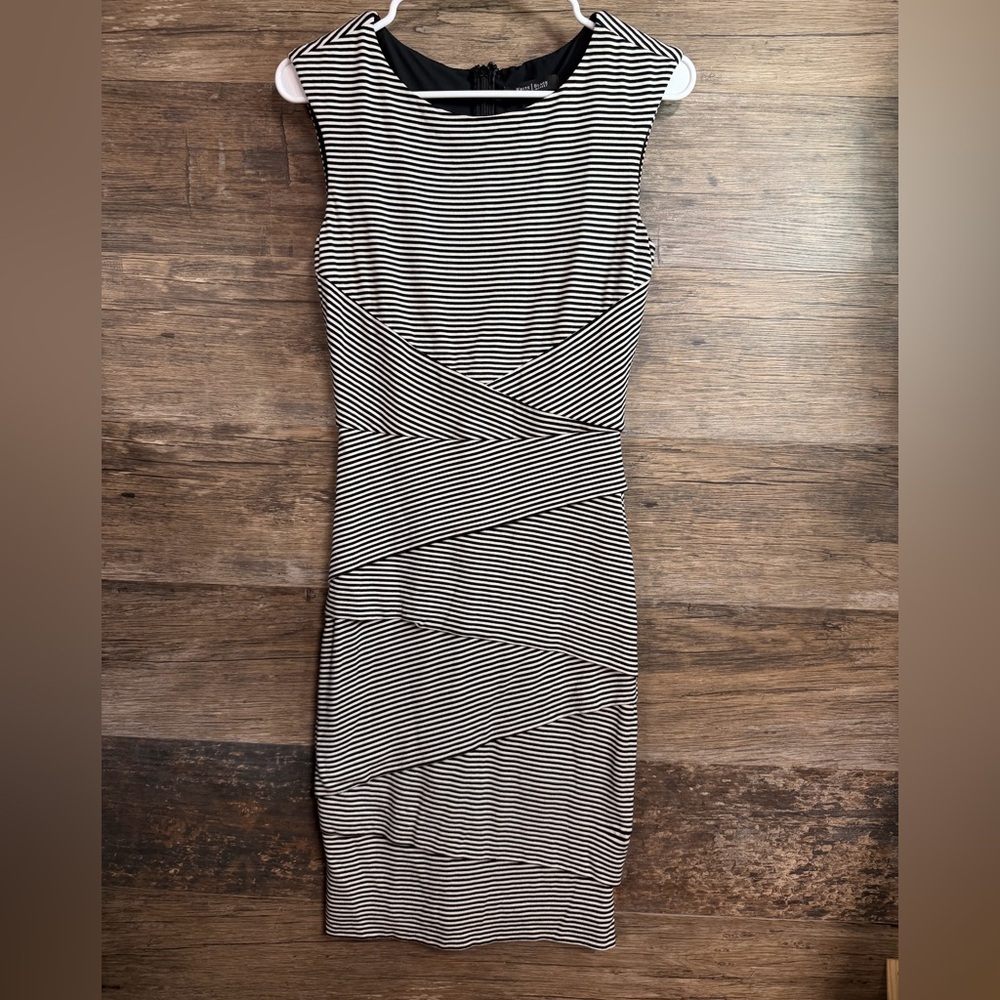 White House Black Market Black and White Striped Mini Dress